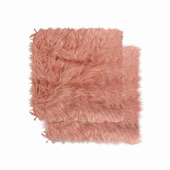 Luxe Home Decor Laredo Faux Sheepskin Chair Pad | 2-Piece | Dusty rose | 17"x17" - Picture 1 of 5